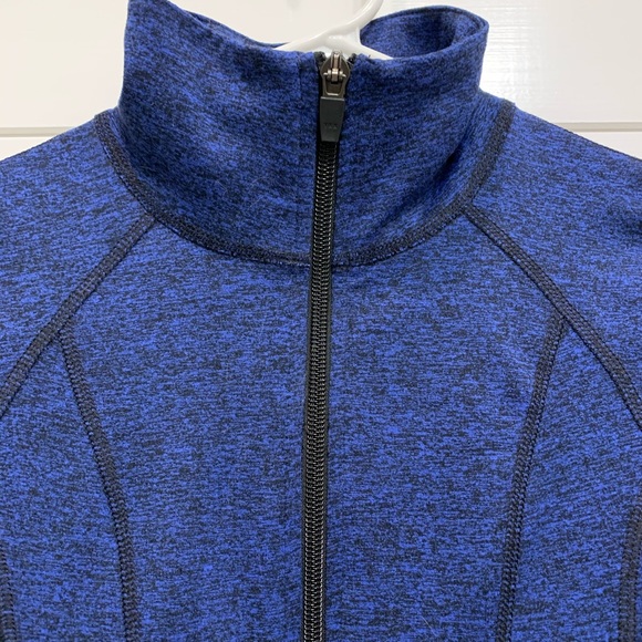 Blue Ruched Athletic Wear Zip Up - Picture 4 of 8